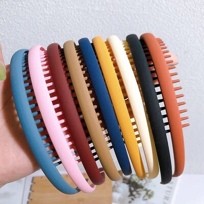 Fashion Solid Color Plastic Hairbands For Women Toothed Wave