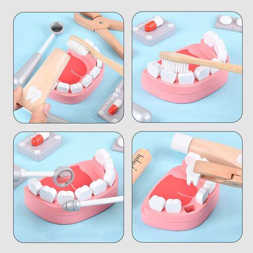 Childrens Wooden ays Teeth Replacement Medical Tools Play
