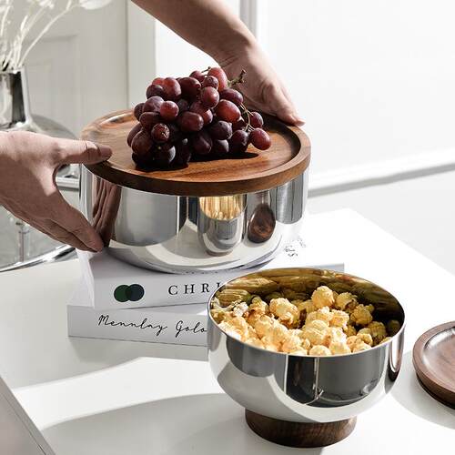 Stainless Steel Bowl with Pedestal Salad Bowl Home Decor