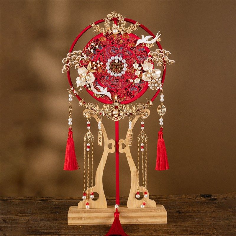 团扇新娘结婚秀禾团扇赠予扇中式红色手工喜扇成品手捧扇diy材料,家居饰品,工艺扇/团扇/喜扇/折扇,淘宝优惠券,粉丝福利购,淘宝优惠卷