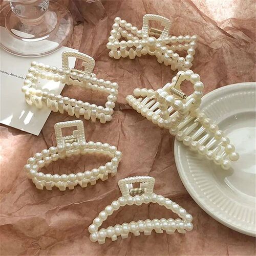 Korean Pearl Hair Claw Clips Geometric Hair Claws Large Shar