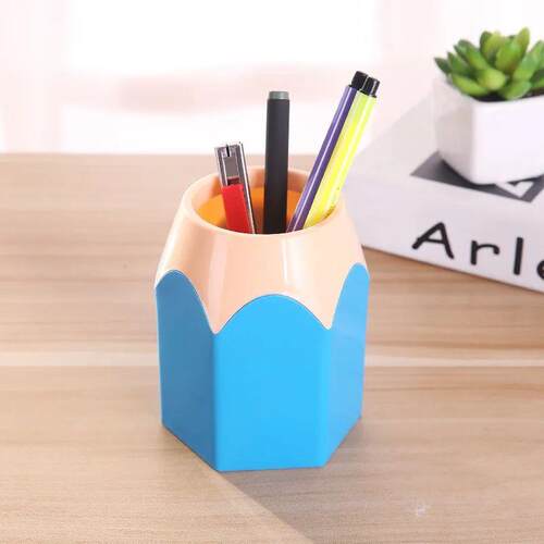 Cute Pencil Head Shape Pen Holder Pencil Storage Box Student