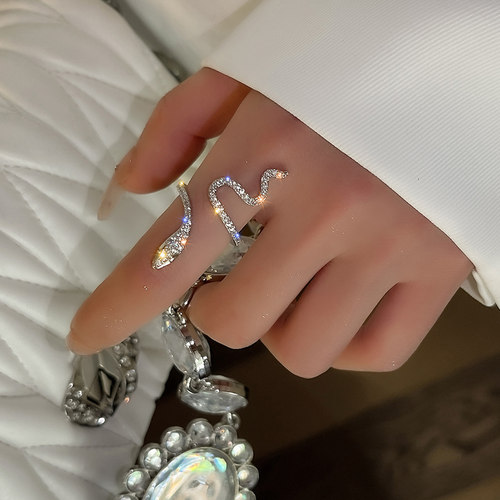 Fashion Sliver Color Cubic Zirconia Snake Ring for Women Ope