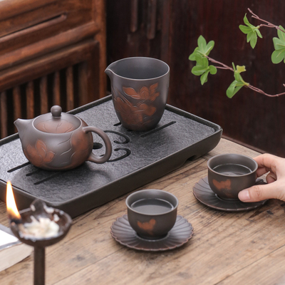 复古中式建水紫陶公道杯春手工功夫坭兴陶瓷大分茶器紫砂茶海茶具