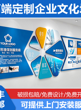 企业文化墙定制设计高端办公室会议室背景墙员工风采团队励志墙贴
