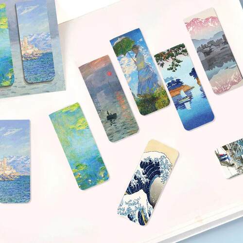4 Pcs Magnetic Bookmark World Famous Painting Monet Van Gogh