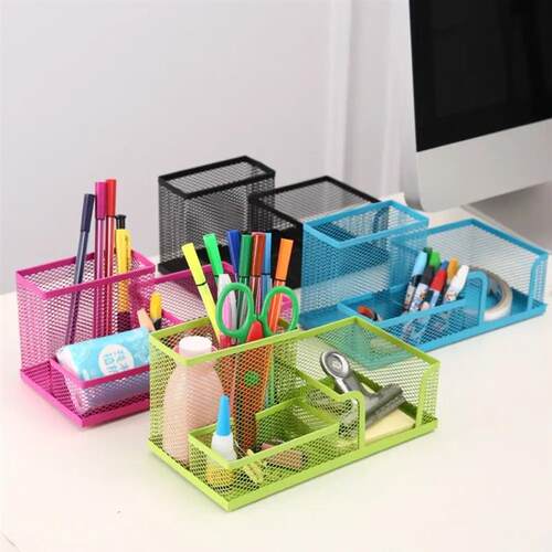 3/4 Grids Table Organiser Office Desk Top Storage Box Black