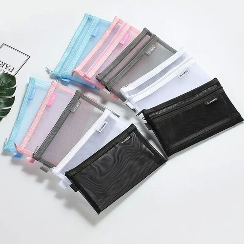 Simple Transparent Mesh Pencil Case Storage Student Pencil B