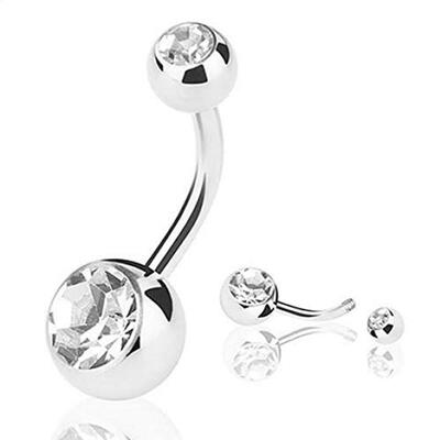 1Pc Belly Piercing Surgical Steel Crystal Belly Button Rings