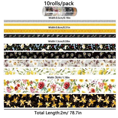 10pcs/set Washi Bee Themed DIY Decorative Tape,Decorative Ad