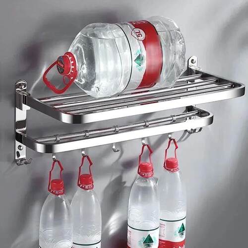 Stainless Steel Towel Rack Foldable Punching Free Bath Towel