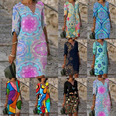 2023 Summer Printed Loose Bamboo Fiber Hemp Fragmented Flowe