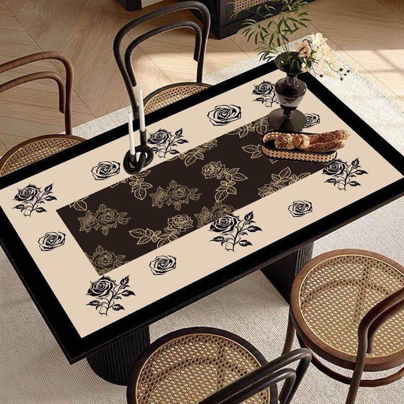 法式浪漫高级感皮革桌垫可裁剪免洗防水防油餐桌垫电视柜茶几桌布