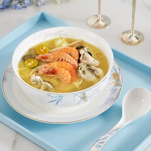 华光陶瓷 碗碟装骨瓷餐具装家用 中式高温无铅釉 礼盒装 竹风