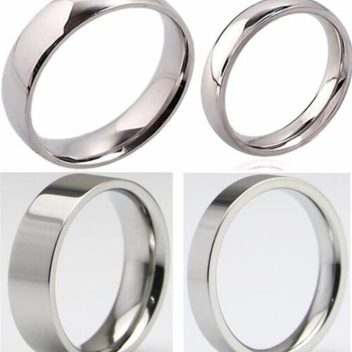 100x Polish 4mm 6mm Mix Classtic Stainless Steel Wedding Ban