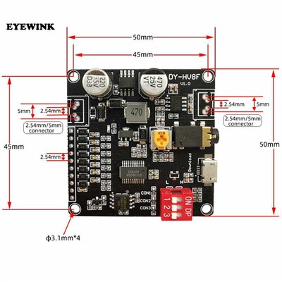 DY-HV8F 12V/24V Trigger Serial Port Control 10W/20W Voice Pl