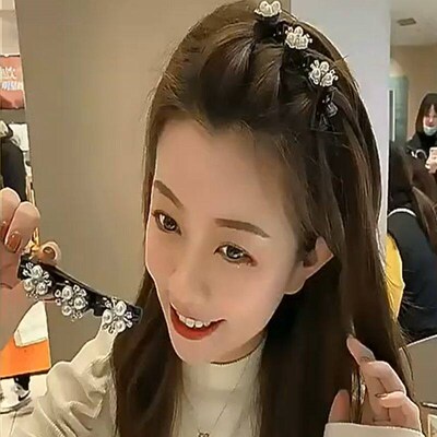 Shiny Pearl Flowers Hair Clips For Women Girl Easily Braided