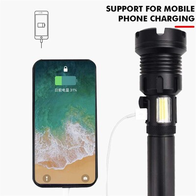 New XHP90 + COB red white light flashlight retractable focus