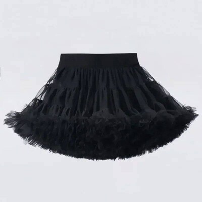 1-8T Lace Skirt Girls Fluffy Chiffon Pettiskirt Solid Colors