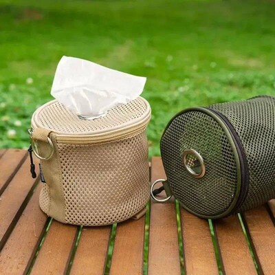 Outdoor camping tissue case roll paper storage bag with hook