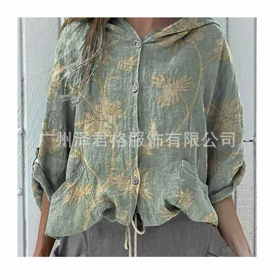 Womens casual V-neck short-sleeved loose shirt