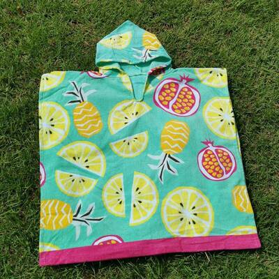 儿童dou007袍出口欧浴洲浴性印花毛巾无甲醛可穿纯棉活连帽斗篷巾