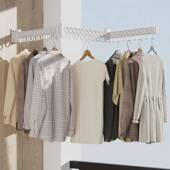 折叠晾架晒衣架隐形伸PFR缩衣衣晾杆壁晾晒架家用室外阳挂台晾衣