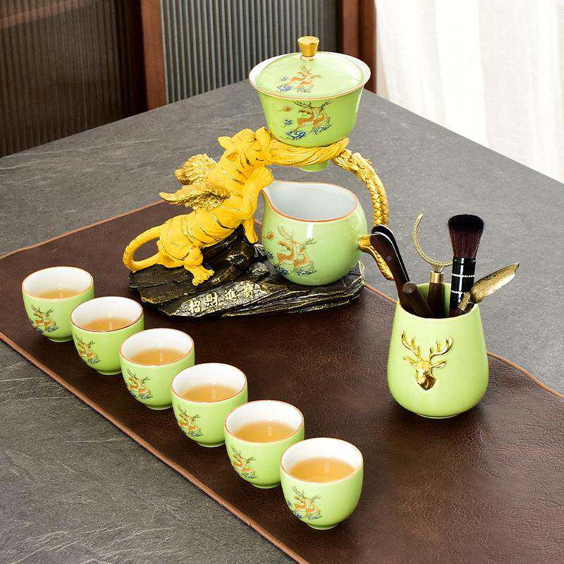 尚和道虎年自动茶具玻璃茶具懒自动装家用功夫瓷人陶泡茶神器套花