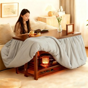 实木烤火架家用新款烤火桌子2025冬天湖南全套长方形茶几一体餐桌