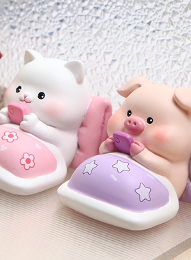 小猪猪摆件办公桌面装饰品可爱小物件情绪治愈不要生气小摆件摆设