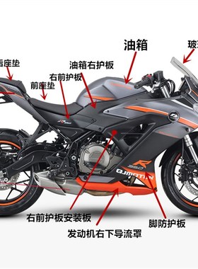 钱江QJ350GS-3F赛350左右脚护板头罩面板底罩油箱尾罩玻璃前挡泥