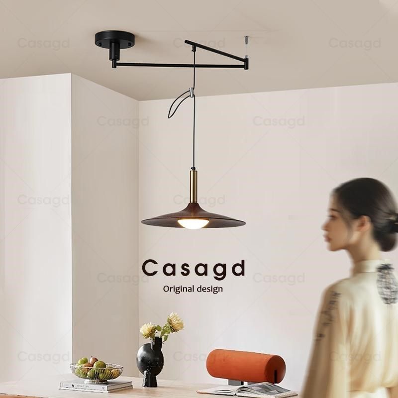 复古吊灯可移位餐厅灯实木中古原木风民宿飞碟吧台摇臂餐桌灯casa,家装灯饰光源,餐厅吊灯,淘宝优惠券,粉丝福利购,淘宝优惠卷