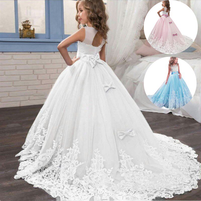 2021 Summer Girls Dress Long Bridesmaid Kids Dresses For Gir - 实物图