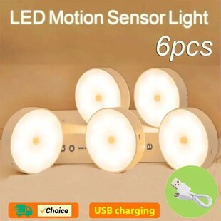 6Pcs Motion Sensor LED Night Light USB Smart Induction Lamp