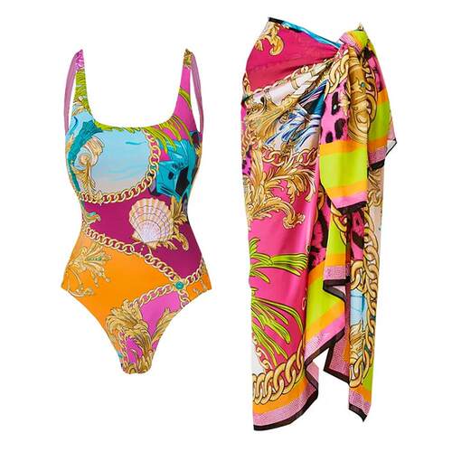Swimsuit Bikini 新款卡通印花撞色连体泳衣套装女性感设计