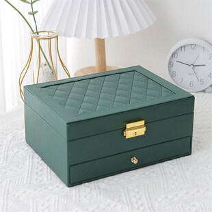 Jewelry box earring storage box necklace ring two layers