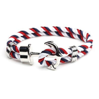 Navy anchor bracelet sreet fashion retro handmade men and wo