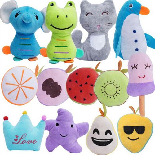 1PC 2021 New Plush Squeaky Animal and Fruit Dog Toys Bite-Re
