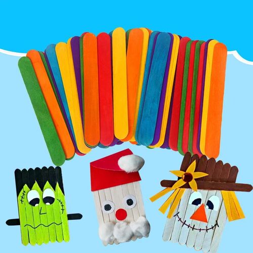 Colorful Hand Crafts 50pcs DIY Wooden s Popsicle Ice Cream s