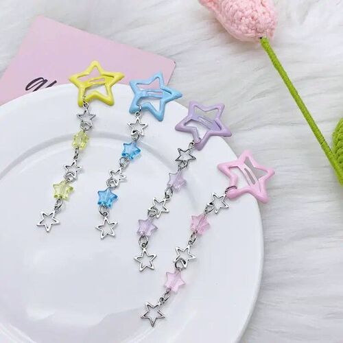 37JB Star Fringe Pendent Hair Clip Hairpin with Decoration C