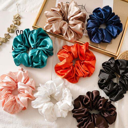 1PC Satin Silk Solid Color Scrunchies Elastic Hair Bands