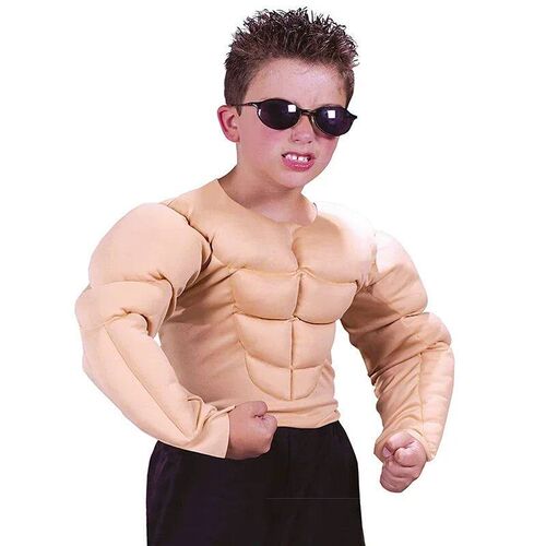 Boys Muscle Shirt Costume Men Fake Chest Muscles Male Child