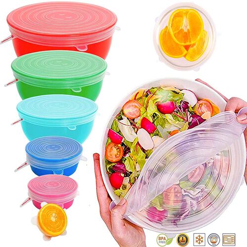 6PCS Silicone vers Adaptable Silicone Lids Silicone Caps for