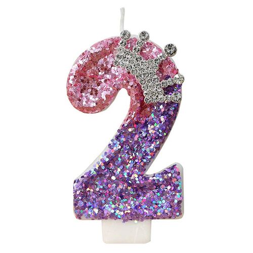 Number 2th Birthday Candle Princess Crown Themed Cake Candle