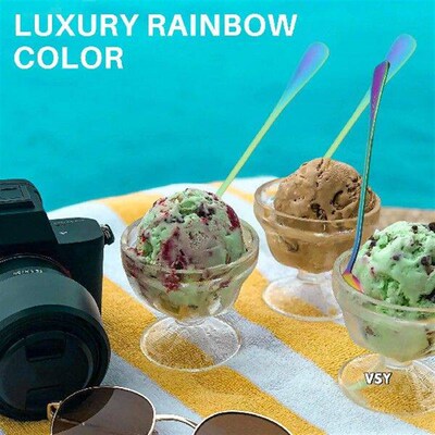 Coffee Teaspoons, Set Of 6 Rainbow Color Coffee Spoon