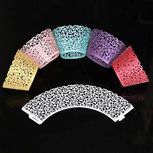 50/100pcs Laser Cut Hollow Cupcake Wrappers Baby Shower Muff