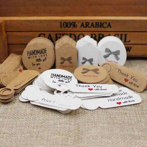 100pcs multi cute brown /white paper gift label tag handmade
