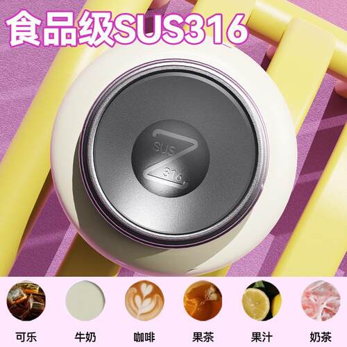 Student Vacuum Flask Cute Double Drink Straw Water Bottle