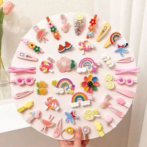 14Pcs Cartoon Baby Hair Clip Set Flower Fruit Baby Girl Barr