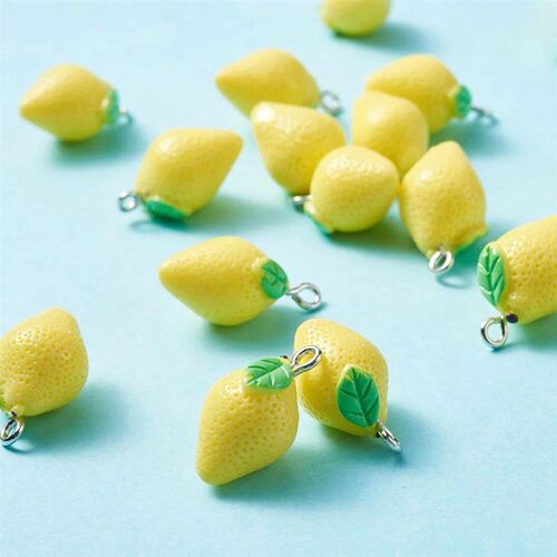 10pcs Cute Transparent Peach Lemon Resin Charms Pendant for
